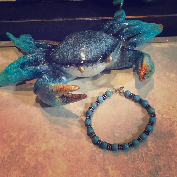 Tiny Turquoise and Silver Beaded Bracelet - Picture 1 of 1